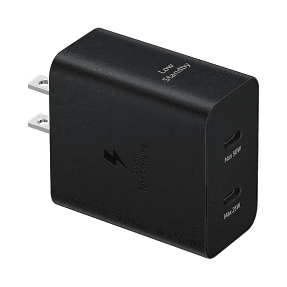 Cargador Dúo Samsung USB-C de 50W + Cable USB-C (1.8m) Negro
