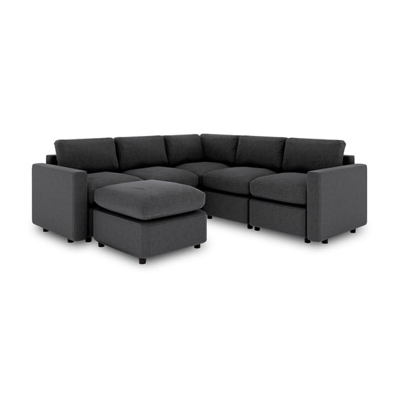 Sala Seccional Modular Esquinera Adapti 5 Plazas + Otomano | Gris Carbón