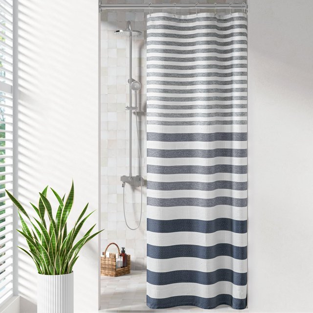 Weave Spring Cortina de ducha Madison Park Spa Waffle Weave, 90 x 180 cm, color azul ...