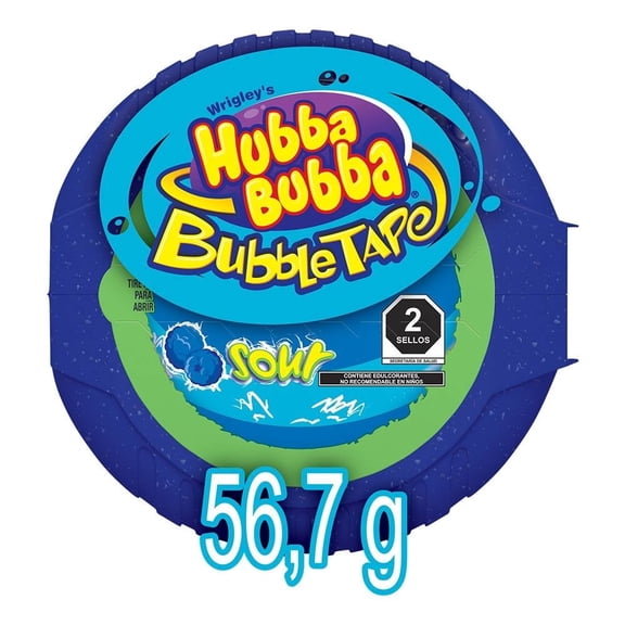 Goma de mascar Wrigleys Hubba Bubba sabor  frambuesa azul ácida 56.7 g