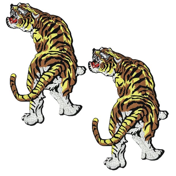 Parche de Tela Bordada Adhesiva Tiger04 2 Parches Tiger 21x34cm Amarillo/Blanco PatchPros MXTIT-002