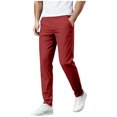 thumbnail image 1 of Amzcrzy Pantalones Clásicos Hombre Color Liso Cintura Elástica Cómodos Transpirables Elásticos Moda Informal Senderismo Pescar Correr Ejercicio Bolsillos Tallas S-3XL Rojo, 1 of 8