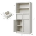 thumbnail image 2 of Yeshouse Armario independiente alto de 130 cm con puertas, dos cajones y estantes, ideal para cocina, comedor, baño, despensa y lavandería, 2 of 7