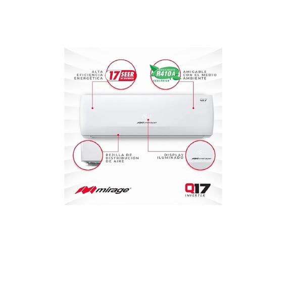 Aire Minisplit Inverter 220v Mirage 1.5 Ton 18000 Btu Q17 COLOR BLANCO