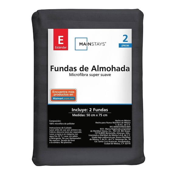 Fundas de Almohada Mainstays Estándar Liso Gris Oxford