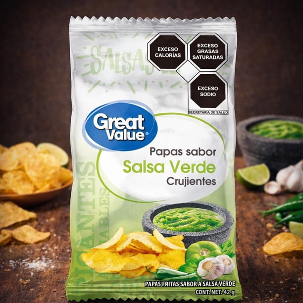 Imagen 5 de Papas Great Value salsas verdes 42 g