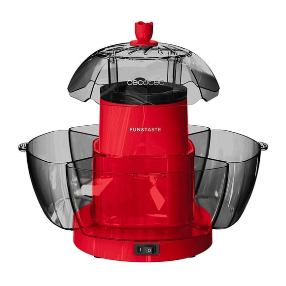 Máquina de Palomitas Cecotec Fun&Taste P'Corn Lotus, 1200 W, 4.5 L, sin Aceite, Roja