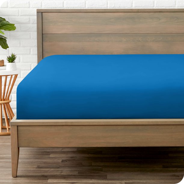 Sábana Ajustable de Lujo Bare Home Colección 1800 Tamaño Queen Azul Medio
