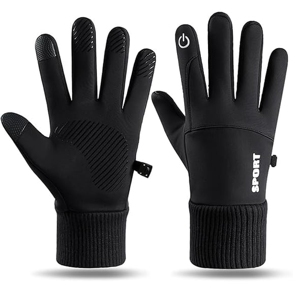 Guantes para Frio Color Negro, Guantes Termicos de Invierno para Pantalla Táctil, Guantes Nieve Impermeables para Hombres y Mujeres, para Manejar, Ciclismo, Moto, Correr, Senderismo y Esquí