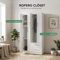 thumbnail image 4 of Ropero Closet Armario de Madera con Cajones, Entrepaños y 4 Puertas, Almacenamiento de Ropa blanco, 4 of 7