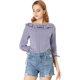 thumbnail image 1 of Blusa de lunares Allegra K para mujer de media manga con cuello con volantes Púrpura M, 1 of 6