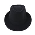 thumbnail image 2 of Sombrero Fedora Panamá Trilby de algodón y lino para hombre y mujer Negro, 2 of 7