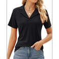 thumbnail image 1 of Camisas de Mujer con Cuello de Solapa, Cuello en V, Blusa de Corta, Blusa Informal Elegante. Negro XL, 1 of 9