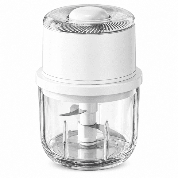 SENGUI Electric Garlic Chopper, Tazón de Vidrio de 350 mL Mini Procesador de Alimentos, Picadora de Verduras Inalámbrica con 6 Cuchillas de Acero, Control de un Botón para Cebollas, Jengibre y