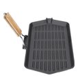 thumbnail image 4 of Griddle Pan, Easy Cleaning Non Stick Coating Grill Pan Even&nbsp;Heating With&nbsp;Wooden&nbsp;Handle For Household For Camping, 4 of 8