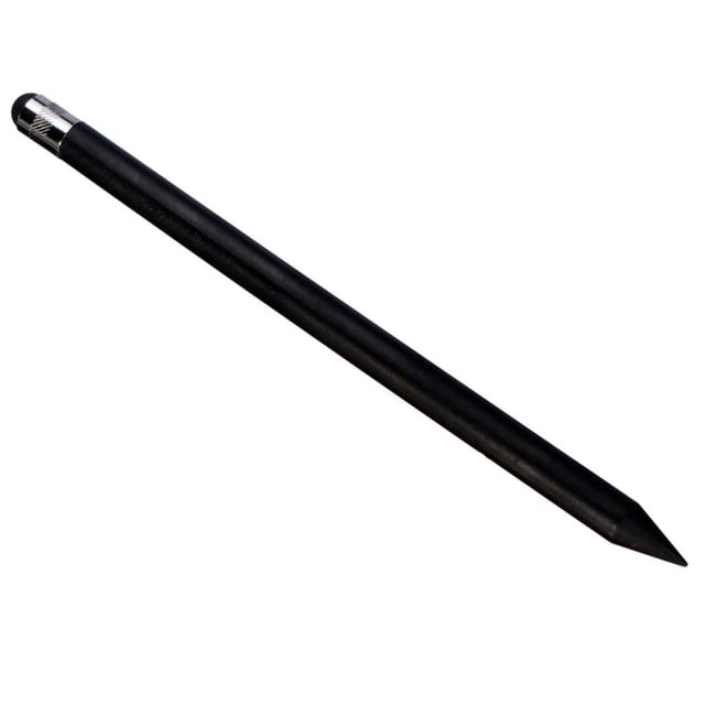 lápiz capacitivo para tablet pc s7 negro, lápiz táctil negro de 165 mm con cuerpo cilíndrico de plástico tipo carbono, extremo redondo de goma para función capacitiva y punta fina para escritura, diámetro aprox. 9 mm; accesorio para tablets compatible con pantallas táctiles, suele usarse también para tomar notas y dibujar en apps de productividad.