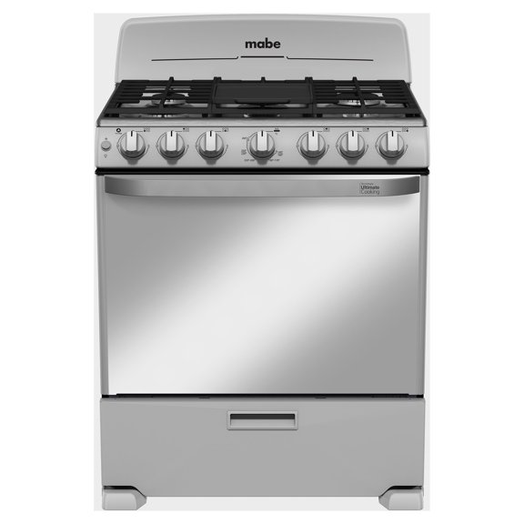 Estufa Mabe Piso 30 Pulgadas 6 Quemadores Plateado con Asador Bajo EM7659BFIS3