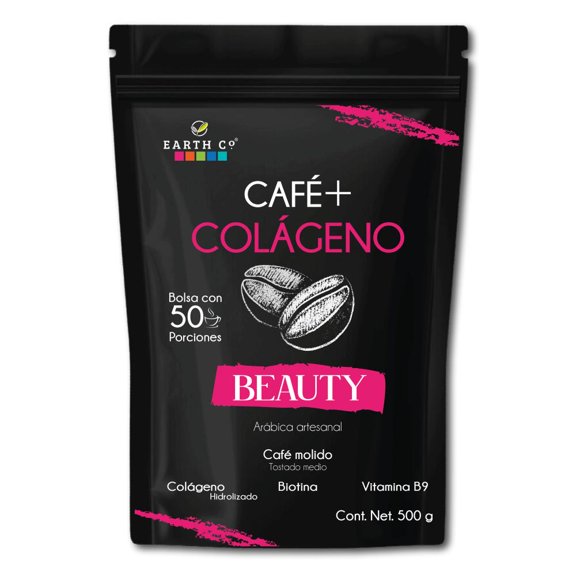 Café Molido Earth Co con Colágeno y Biotina – Tostado Medio | Rinde 50 Tazas