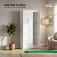 thumbnail image 3 of Ropero Closet Armario de Madera con Cajones, Entrepaños y 3 Puertas, Almacenamiento de Ropa blanco, 3 of 7