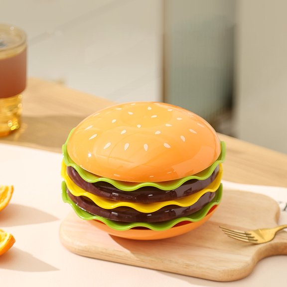 Juego de vajilla estilo hamburguesa de 7 piezas, platos de cena, platos de postre, tapas, tazones de cereales, vajilla novedosa, regalo, platos de cena, platos de postre, tapas, tazones de