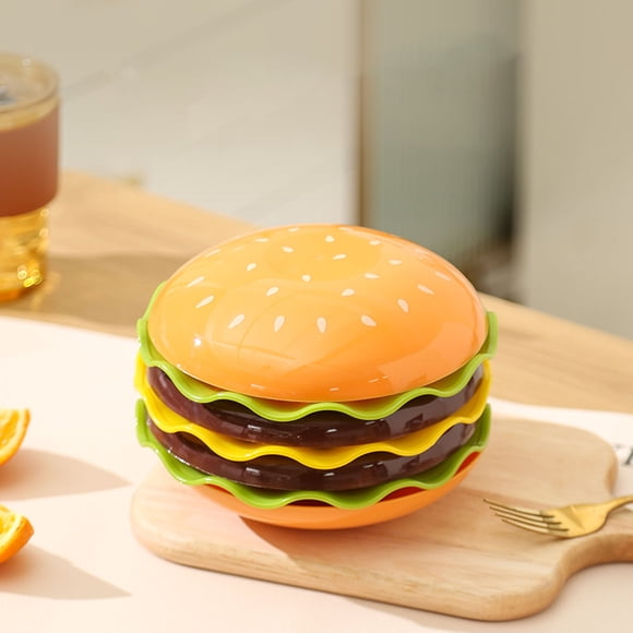 Juego de vajilla estilo hamburguesa de 7 piezas, platos de cena, platos de postre, tapas, tazones de cereales, vajilla novedosa, regalo, platos de cena, platos de postre, tapas, tazones de
