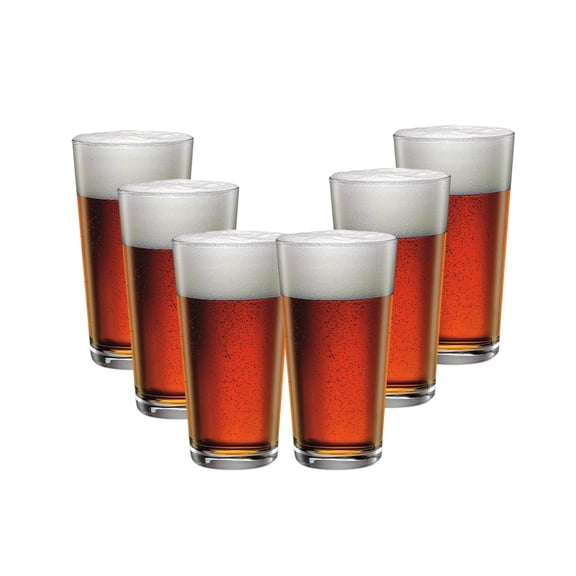 Set 6 Vasos De Vidrio Grueso Liso Bormioli. Modelo Sestrerie, Vasos para Bebidas Frescas y Coctelería, Capacidad 600 Ml