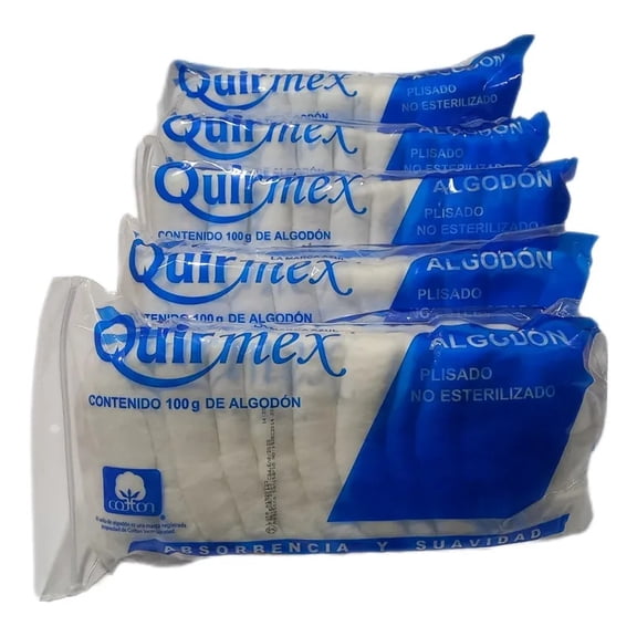 ALGODÓN ABSORBENTE PLISADO CON 100 GRAMOS PACK 5