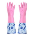 thumbnail image 3 of MTBLYS Guantes de limpieza con puños florales | Guantes largos de terciopelo de goma para uso doméstico | Agarre antideslizante para lavar platos y ropa, 3 of 5