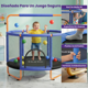 thumbnail image 2 of Trampolín Brincolín Infantil Hurtle, 140cm de Diamentro con Red de Seguridad, Barral de Altura Ajustable 157-168cm, Incluye Saco de Boxeo, Hamaca, Aros y 20 Pelotas, Soporta 55Kg, Interior y Exterior, 2 of 6