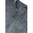 thumbnail image 3 of Camisas De Vestir Manga Corta Look De Lino Negro Jaspe Slim Fit Hombre, 3 of 4