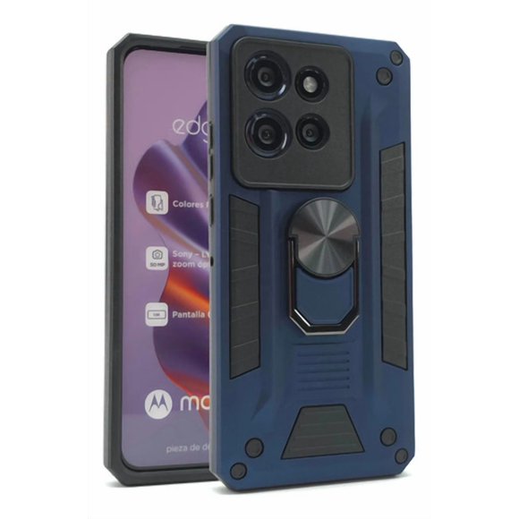 Funda Icon Case Blade Robot para Moto Edge 60 Neo, Carcasa, Protector, Uso Rudo, Antigolpes, Resistente, Esquinas Reforzadas, Protección de Cámara - Azul marino
