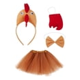 thumbnail image 3 of Set de vestuario de pollo 4pcs vestido de animal lindo disfraz de animales para halloween acción de gracias Marrón, 3 of 8