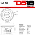 thumbnail image 3 of DS18 SLC12S Altavoz de audio para subwoofer para automóvil - Cono de fibra de vidrio de papel de 12 pulgadas Cesta de acero negro Bobina de voz única Impedancia de 4 ohmios Potencia máxima de 500 W y, 3 of 7