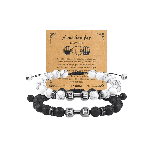 2 Pulseras Pareja Mancuernas,regalo Para Novia Mujer Hombres Xtellar blanco