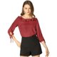 thumbnail image 2 of Blusa de lunares Allegra K de media manga con cuello con volantes Vino rojo S, 2 of 6
