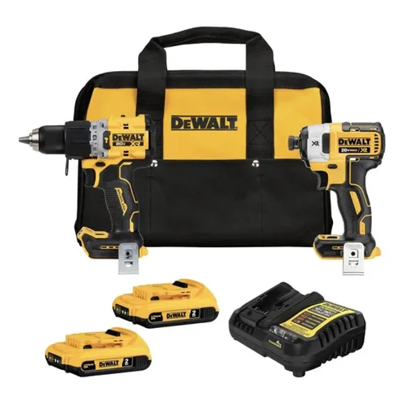 DEWALT Kit Taladro Percutor Atornillador y Atornillador de Impacto, Incluye Bolsa para Herramientas, 20V, DCK2490D2