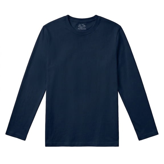 Playera Fruit of the Loom para Hombre,Manga Larga Cuello Redondo, Azul Marino, Talla M