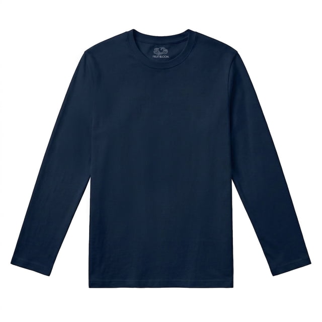 Playera Fruit of the Loom para Hombre,Manga Larga Cuello Redondo, Azul Marino, Talla M
