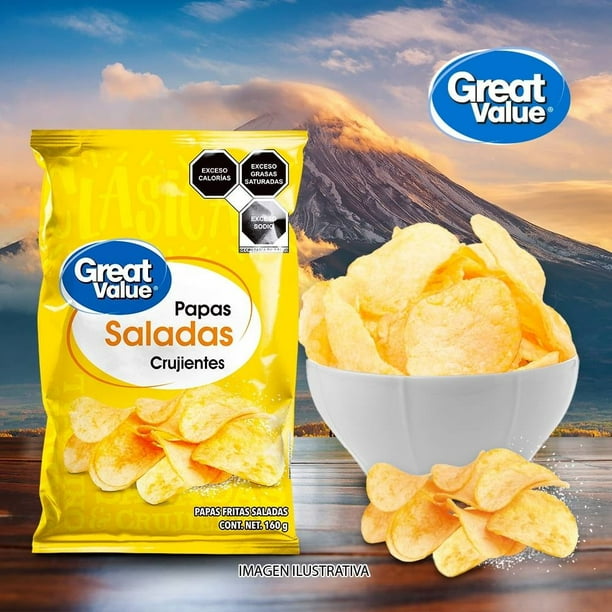 Imagen 4 de Papas fritas Great Value saladas crujientes 160 g