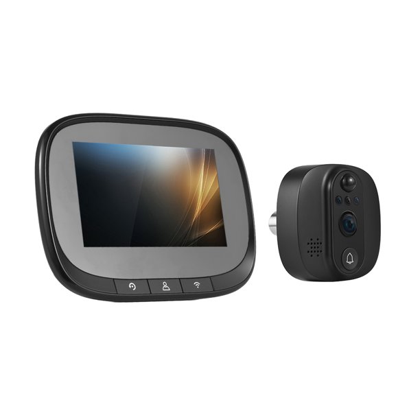 Cámara de timbre inteligente con WiFi de 2,4 GHz y mirilla, pantalla IPS de 4,3 pulgadas.