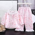 thumbnail image 3 of Pajama de las Niñas Del Bebé Conjuntos de Encaje Recortado Solapa Dos Piezas Ropa de Dormir, Respirable Aire Acondicionado Ropa para Niños, 3 of 5