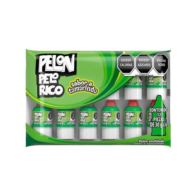 Dulce enchilado Pelón Pelo Rico sabor Tamarindo picosito 12 pzas 30 g c/u