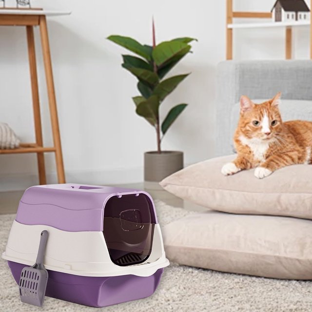 Artículos esenciales para dormitorios, suministros de limpieza Caja de arena para gatos Inodoro para gatos completamente cerrado a prueba de olores Caja de arena para gatos Caja de arena para gatos de