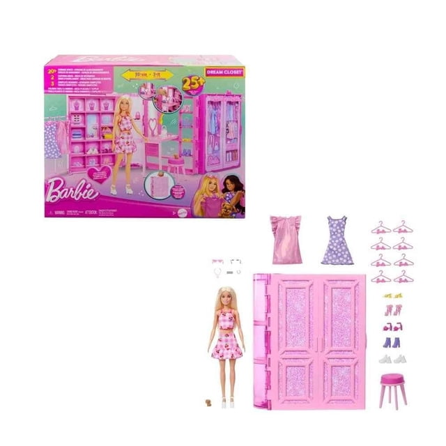 Set de Juego Barbie Fashion & Beauty Clóset de los Sueños con Accesorios y Muñeca