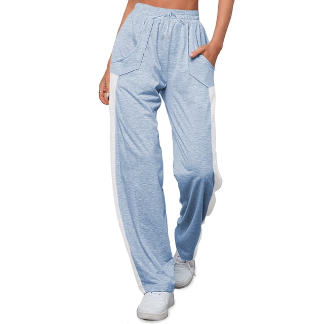 pants jogger para mujer shendy vendy slim fit sport de entrenamiento Azul con pretina elástica y cordón, bolsillos frontales inclinados, franja lateral blanca y corte recto hasta los tenis; tejido suave y transpirable según ficha, adecuado para entrenamiento y uso casual.