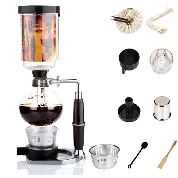 moo-1 Cafetera sifón estilo japonés para sifón de vidrio al aspiradora, 1-3 tazas, cafetera de sifón