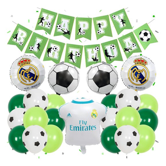 Kit 30 Globos Para Futbol Copa Cumpleaños Decoracion Fiesta Xtellar verde