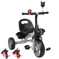 thumbnail image 1 of Triciclo para Niños con Timbre y Espejo Ruedas de Eva Canastas Trasera y Delantera Apto a partir de 2 Años Soporta hasta 20 kg - Gris, 1 of 6