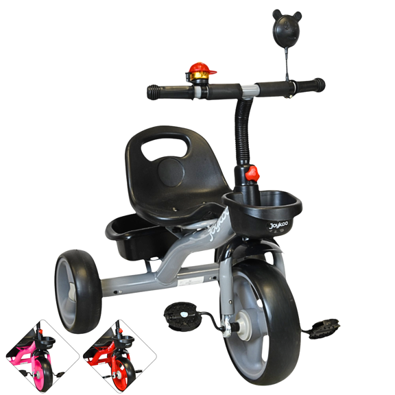 Triciclo para Niños con Timbre y Espejo Ruedas de Eva Canastas Trasera y Delantera Apto a partir de 2 Años Soporta hasta 20 kg - Gris