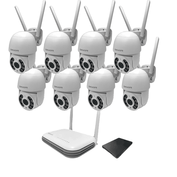 Kit 8 Cámaras 2K Seguridad Wifi Exterior Disco Duro 1TB Secucore